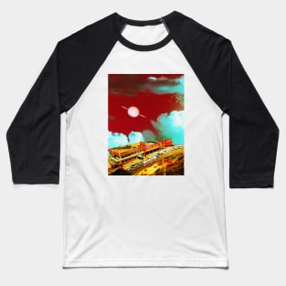 Last Stop Before Saturn - Space Collage, Retro Futurism, Sci-Fi Baseball T-Shirt